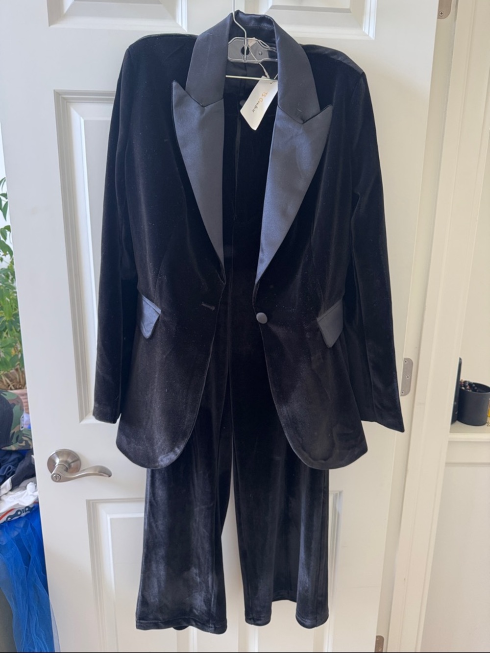 NWT Ts Couture Black Velvet Tuxedo Pantsuit